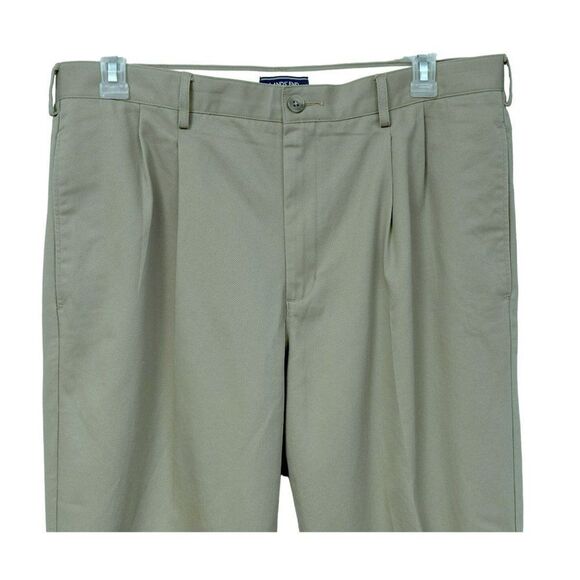 Lands End Mens Traditional Fit Cuffed Pants 36 X 29 Khaki Tan 100% Cotton - Picture 2 of 8
